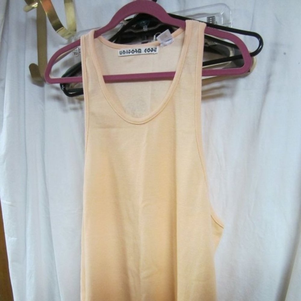 UNIFORM CODE TANK TOP, PEACH WAFFLE PRINT, SCOOP NECK, LG